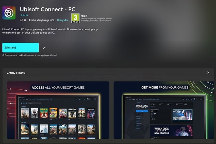 Jedną z metod na naprawę NSIS Error ma być pobranie Ubisoft Connect bezpośrednio z Microsoft Store. Źródło: Microsoft Store. - NSIS Error w Ubisoft Connect. Oto najprostsze sposoby na naprawę - wiadomość - 2025-03-19