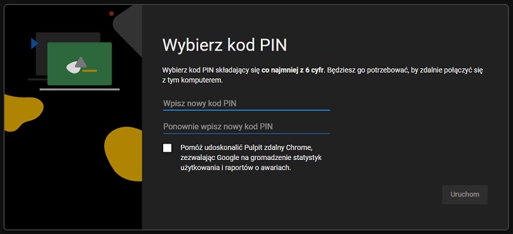 Podanie kodu PIN to sposób na zalogowanie się do komputera przez Pulpit zdalny Chrome. Źródło: własne. - Pulpit zdalny Chrome - co to jest i jak z niego korzystać? Odpowiadamy - wiadomość - 2024-11-14