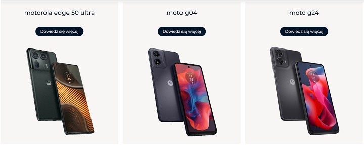 Ofertę firmy Motorola tworzy szeroka gama urządzeń – od tanich, przez „średniaki”, po drogie „flagowce”. Źródło: Motorola. - Smartfon Motorola - czy warto? Omawiamy największe zalety i wady telefonów tej firmy - wiadomość - 2024-07-18