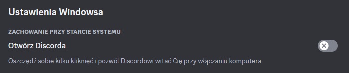 Opcje związane z autostartem danej aplikacji często znajdziemy w ustawieniach samego programu. Źródło: Discord.