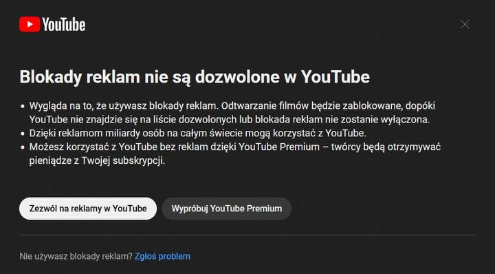 Blokady reklam nie są dozwolone w YouTube - co oznacza komunikat i jakie są jego konsekwencje? - ilustracja #1