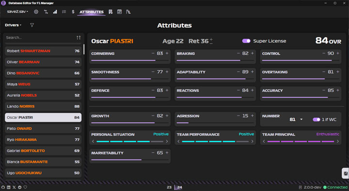 F1 Manager 2024 mod Database Editor v.2.1.1.7