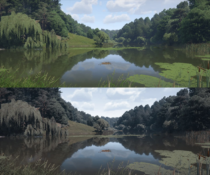 Na górze standardowa wersja gry, na dole wersja z modem. - 2025-04-08